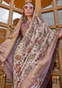 Beige And Mauve Floral Printed Silk Saree With Contrast Border