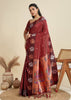 Deep Maroon Woven Bronze Zari Paithani Silk Saree