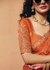 Burnt Orange Embroidered Designer Tissue Saree