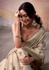 Beige Woven Banarasi Cotton Silk Saree