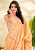 Delight Orange Woven Linen Silk Saree