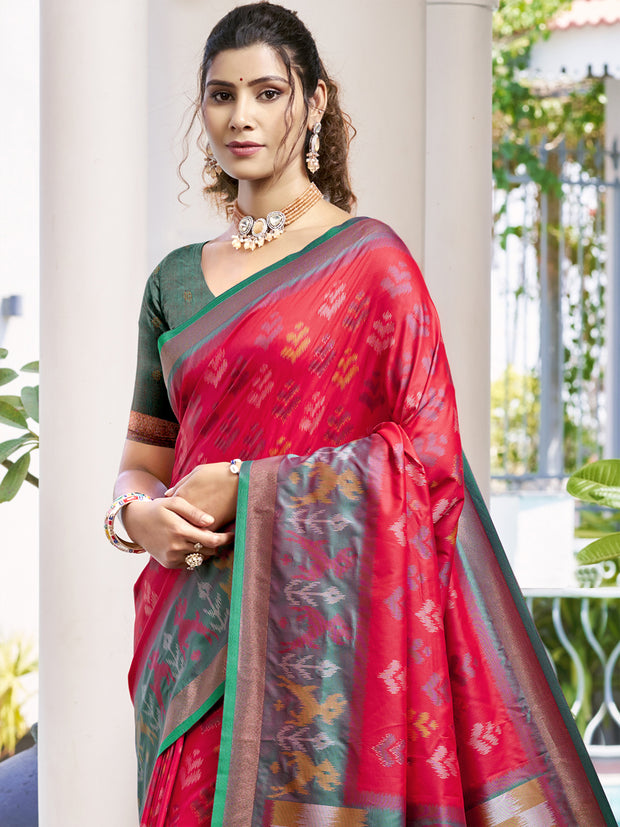 Aurora Red Woven Patola Silk Saree