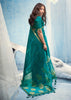 Teal Blue Woven Cotton Silk Saree