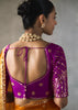 Deep Orange Embroidered Silk Saree With Heavy Blouse