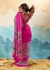 Princess Pink Printed Satin Silk Saree