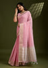 Blossom Pink Woven Soft Silk Saree