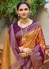 Orange And Purple Dual Tone Woven Banarasi Silk Saree