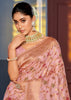 Lilac Pink Woven Banarasi Silk Saree With Brocade Blouse