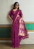 Dahlia Purple Woven Tussar Silk Saree