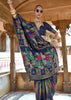 Navy Blue Printed Soft Silk Saree