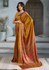 Golden Yellow Printed Satin Silk Saree