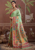 Pista Green Woven Cotton Kashmiri Jamewar Saree
