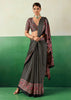 Phantom Black Printed Satin Silk Saree