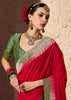 Red & Green Woven Crepe Georgette Saree