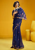 Indigo Blue Woven Munga Cotton Silk Saree