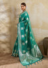 Teal Green Woven Banarasi Silk Saree