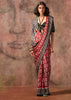 Scarlet Red Printed Crepe Satin Silk Saree