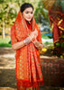 Sunrise Red Dual Tone Woven Banarasi Silk Saree