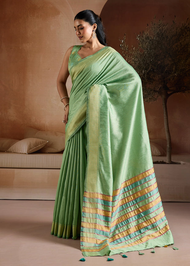 Summer Green Woven Banarasi Silk Saree
