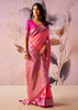 Peach Pink Woven Tissue Silk Saree