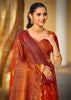 Jaffa Orange Dual Tone Woven Banarasi Silk Saree