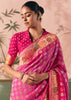 Blossom Pink Woven Georgette Bandhej Saree