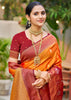 Blazing Orange Dual Tone Woven Banarasi Silk Saree