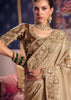 Safari Beige Embroidered Tissue Designer Saree