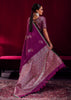 Phlox Purple Woven Banarasi Satin Linen Silk Saree