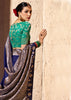 Navy Blue Woven Crepe Georgette Saree