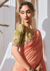 Peach Pink Designer Silk Saree