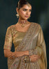 Grey Green Embroidered Designer Tissue Saree