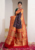 Inaya : Blue Ikat Patan Patola Banarasi Saree with Brocade Border
