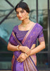 Gold Purple Dual Tone Woven Banarasi Silk Saree