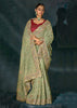 Pista Green Embroidered Designer Tissue Saree