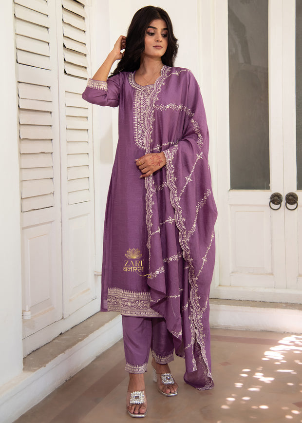 Lilac Purple Threadwork Suit (10702851014849)