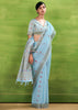 Angel Blue Woven Linen Silk Saree