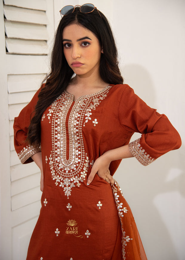 Brown Sienna Bloom Thread Suit Set (10702833352897)