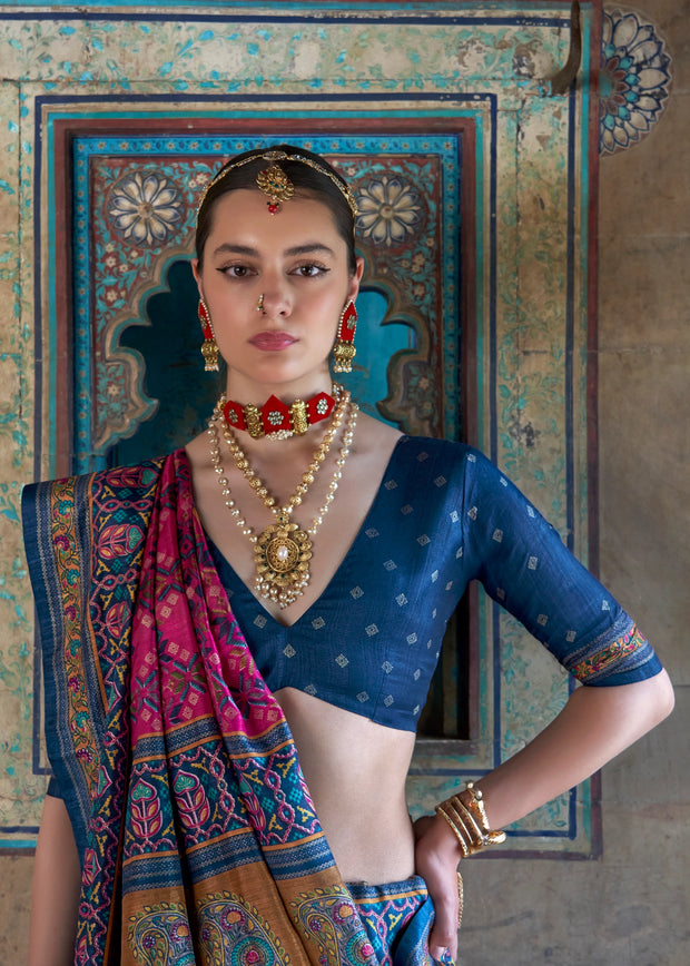 Princess Pink Patola Printed Silk Saree