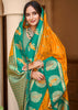 Orange & Green Woven Banarasi SIlk Saree