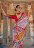 White Multicolor Printed Kashmiri Jamewar Saree