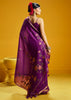 Magenta Purple Woven Munga Cotton Silk Saree