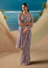 Lavender Purple Satin Organza Embroidered Saree