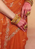 Burnt Orange Embroidered Designer Tissue Saree