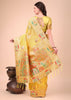 Blazing Yellow Woven Linen Cotton Silk Saree