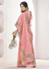 Rose Pink Woven Linen Silk Saree