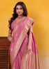 Lilac Pink Woven Tusser Silk Saree