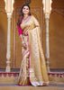 Manjari: Banarasi  Silk Saree with Meenakari Floral Jangla in the Shades of Cream (7702910009537)
