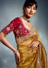 Golden Yellow Designer Silk Saree
