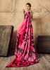Hot Pink Printed Satin Silk Saree